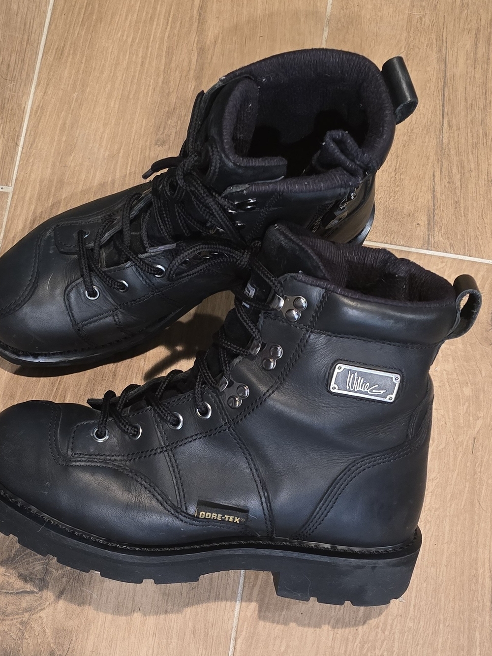 Harley-Davidson WIllie G Black Leather Lace-Up Motorcycle Boots Size 8M Gortex